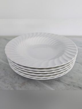 Johnson Bros England White Swirl Rim Soup Bowls Set 6 Vintage Ironstone